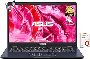 ASUS Vivobook Go 14” FHD Laptop, Intel Celeron N4500, 1-Year of Microsoft 365, Wi-Fi 5, USB Type-C, 10Hrs Battery Life, Windows 11 Home in S Mode, w/HDMI (4GB RAM | 64GB Storage)