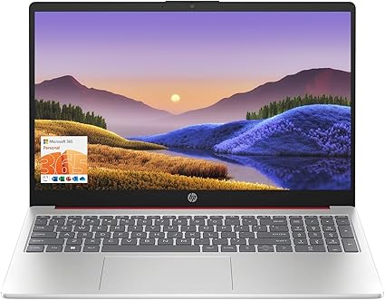HP 15.6" Portable Laptop (Include 1 Year Microsoft 365), HD Display, Intel Quad-Core N200 Processor, 8GB RAM, 128GB Storage, Wi-Fi 6, Webcam, HDMI, Numeric Keypad, Windows 11 Home, Black